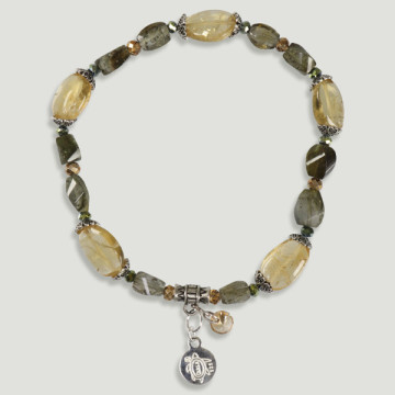 Pulseira de prata FOREST. Citrino e turmalina verde