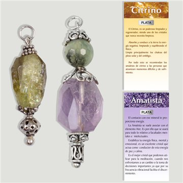 CUARZOS surtidos. Colgante PLATA. Combinación surtida