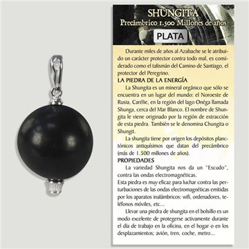 SHUNGITA. Colgante PLATA. Bola 18mm. 