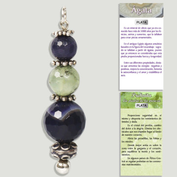AMETHYST/PREHNITE. Silver pendant. Assorted combination