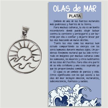 OCEAN WAVES (Sunset). SILVER Pendant. 17mm