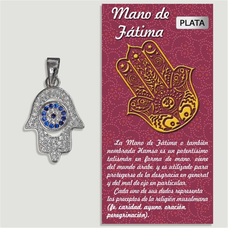 HAND OF FATIMA + EYE OF THE WITCH. SILVER Pendant and Zirconia. 13x16mm HAND OF FATIMA + EYE OF THE WITCH. SILVER Pendant and Zirconia. 13x16mm