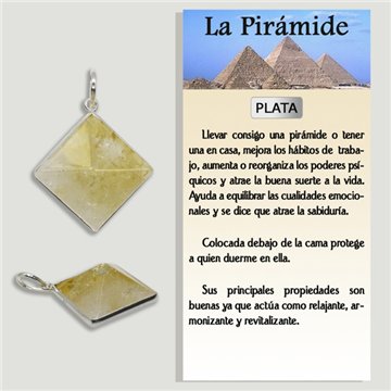 PYRAMID. SILVER Pendant. Citrine. 17 mm
