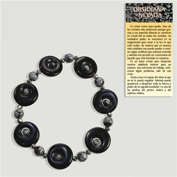 OBSIDIANA. Pulsera elástica de bolitas y donuts.