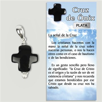 ONYX CROSS. SILVER Pendant. Mineral cross