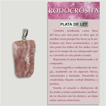 RHODOCHROSITE. SILVER Pendant. Round shape