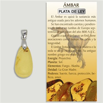 EXTRA AMBER. SILVER Pendant. Cabochon shape