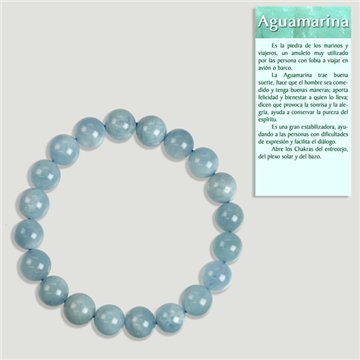AQUAMARINE. Elastic bracelet. 9-10mm ball