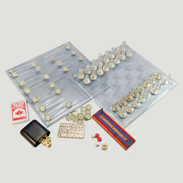 Multi-jeu de cristal reconstitué 7-en-1. 35x35 cm