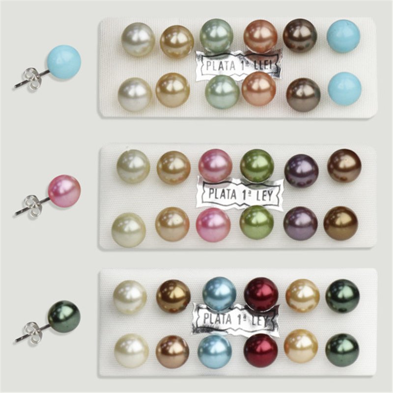 Pendientes botón Plata. Perla “Mallorca”. 8 mm Pendientes botón Plata. Perla “Mallorca”. 8 mm