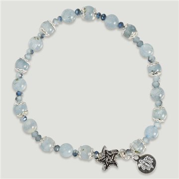 BRISA Silver Bracelet. Starfish. Aquamarine
