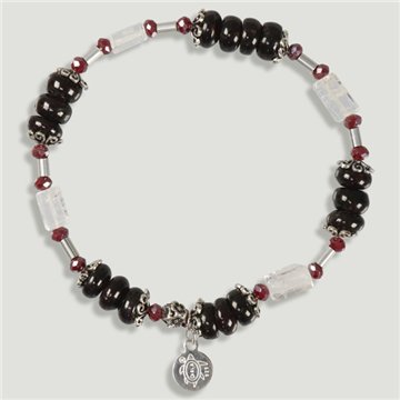SKADE Silver Bracelet. Garnet and Rock Crystal