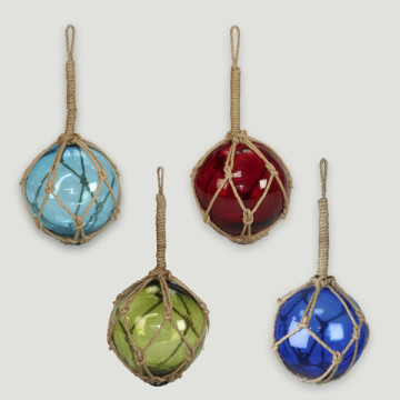 Boule de cristal avec corde. Couleurs assorties. 12,5 cm