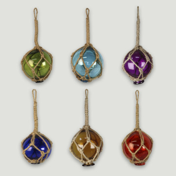 Crystal ball with rope. Assorted colors. 7.5cm