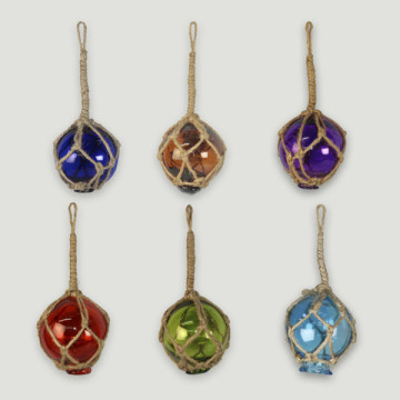 Crystal ball with rope. Assorted colors. 5cm