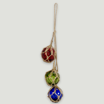 Bola de cristal triplo com corda. 3 x 7,5 cm. comprimento 30cm