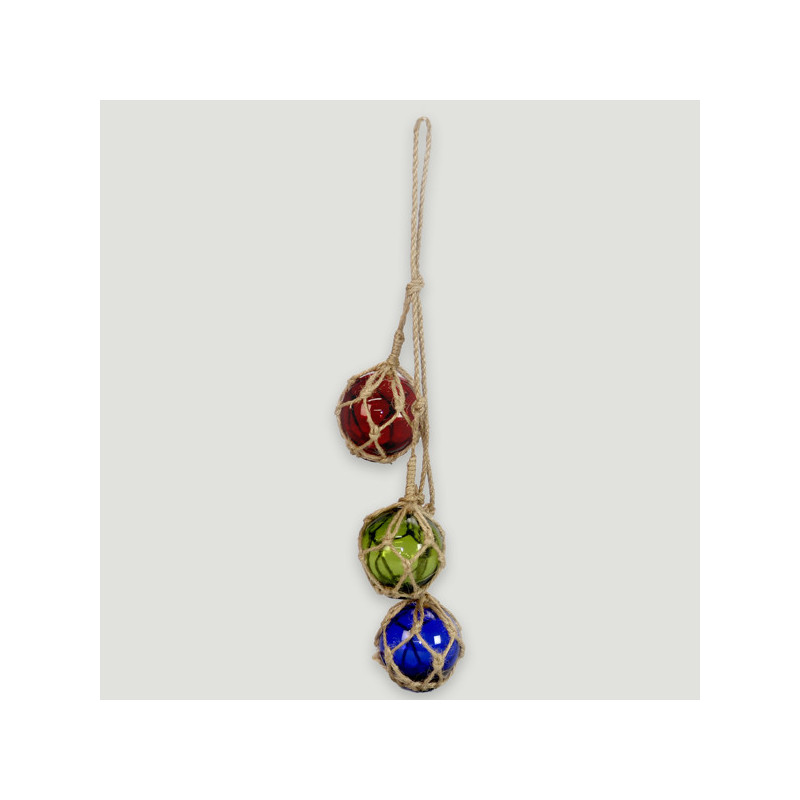 Triple crystal ball with rope. 3x7.5cm. length 30cm Triple crystal ball with rope. 3x7.5cm. length 30cm