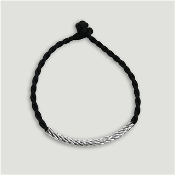 Silver bracelet. Men's model with cord