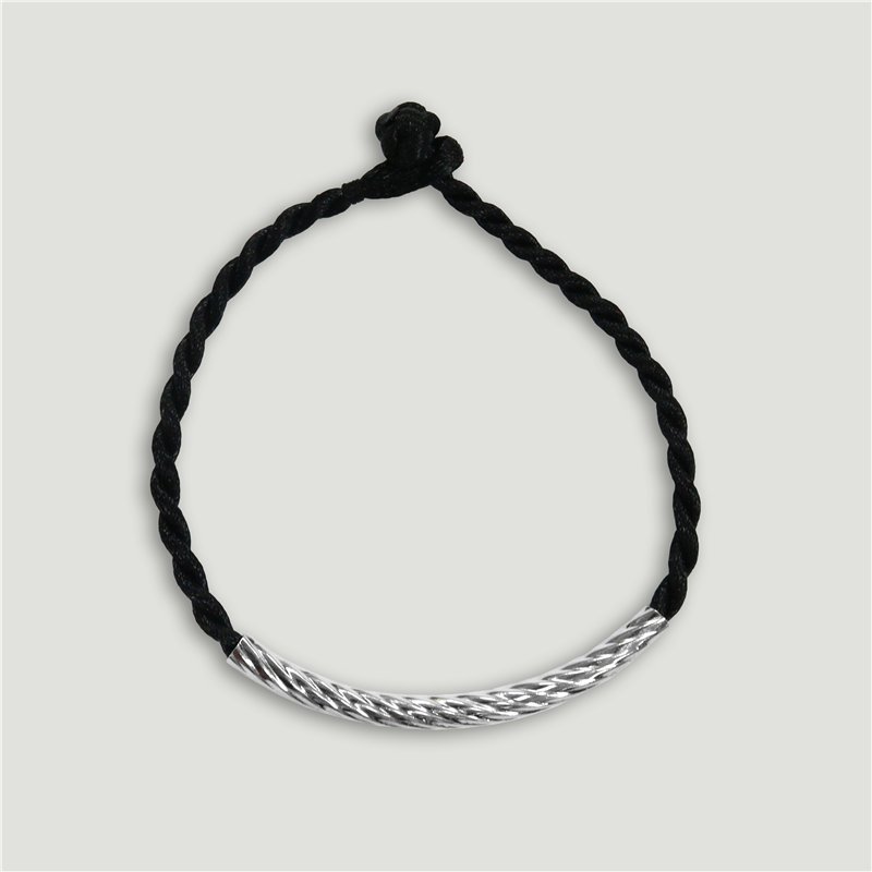 Silver bracelet. Men's model with cord Silver bracelet. Men's model with cord