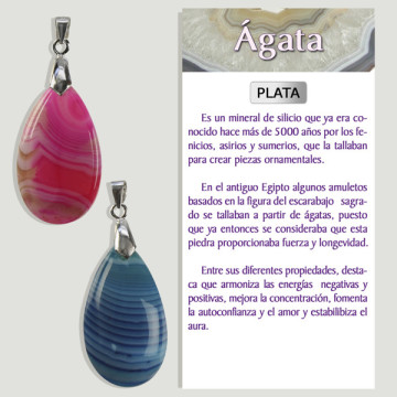 ÁGATA. Colgante PLATA. Formas surtidas lágrima. Colores surtidos.