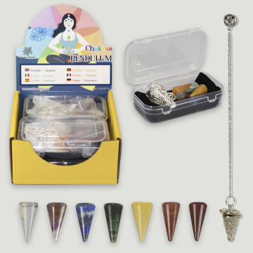 CHAKRAS PENDULUM. Ensemble de pendule minéral Chakras.