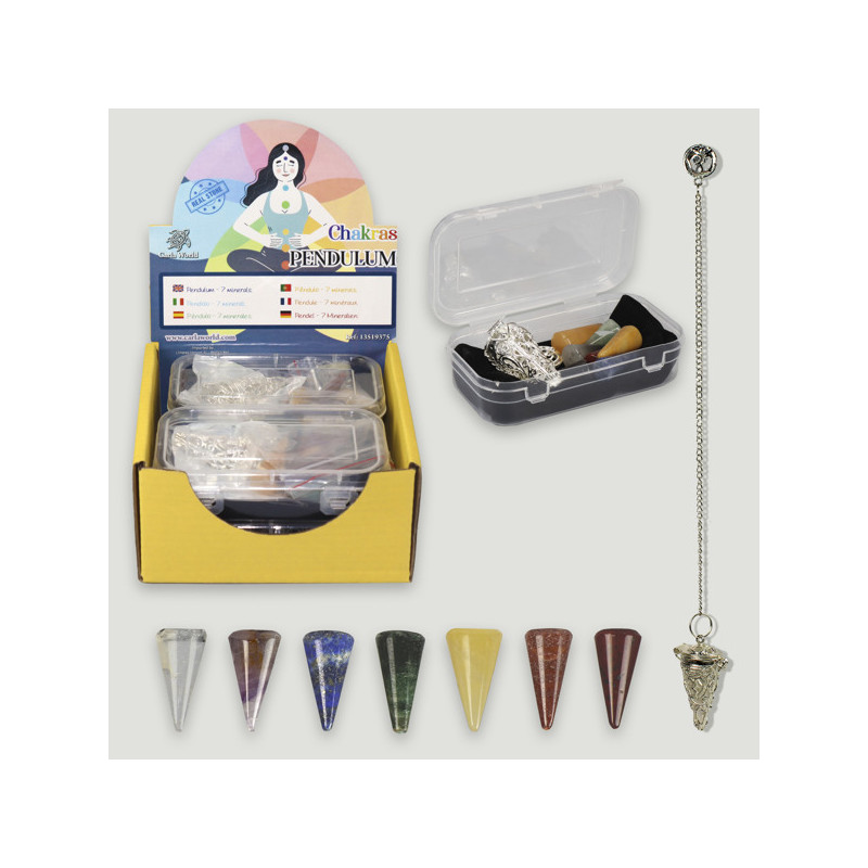 CHAKRAS PENDULUM. Set péndulo mineral chakras. CHAKRAS PENDULUM. Set péndulo mineral chakras.