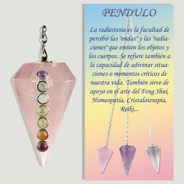 CHAKRA-Cuarzo Rosa. Péndulo silverplated cabujón facetado.