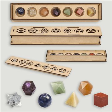 Ensemble de figurines platoniques - 7 chakras. Figurines assorties. 1,5 cm environ