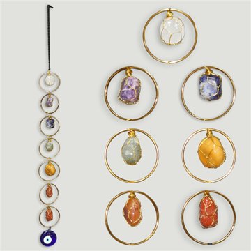 Ornement 7 Chakra avec mauvais œil. Pendentifs créoles. 40 cm