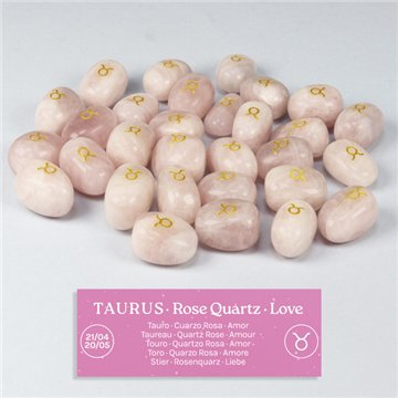 Cuarzo Rosa - Tauro. Rodado grabado