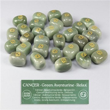 Aventurina verde - Cáncer. Rodado grabado