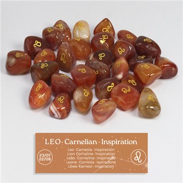 Carnelian - Leo. Engraved tumbled stone