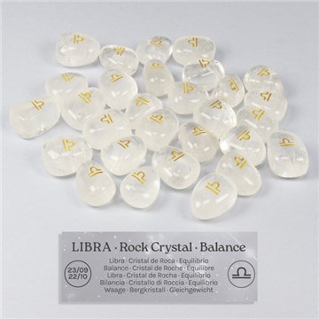 Rock Crystal - Libra. Engraved tumbled stone