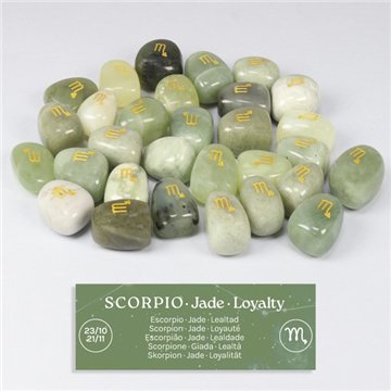 Jade - Scorpio. Engraved tumbled stone