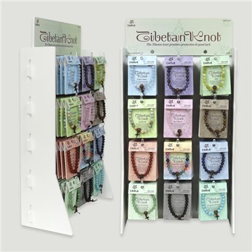 TIBETAN KNOT. Expositor pulseras mineral y madera. Bolas 8 mm