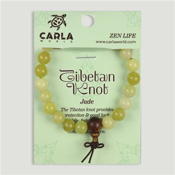 TIBETAN KNOT. Pulsera mineral y madera. Jade. Bolas 8 mm