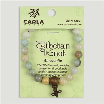 TIBETAN KNOT. Pulsera mineral y madera. Amazonita. Bolas 8 mm