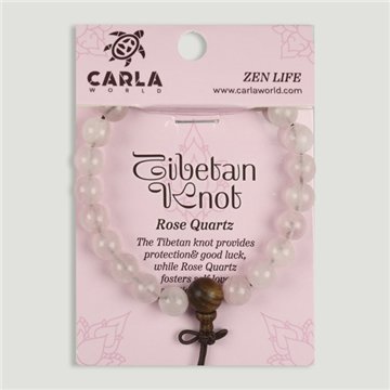 TIBETAN KNOT. Pulsera mineral y madera. Cuarzo Rosa. Bolas 8 mm