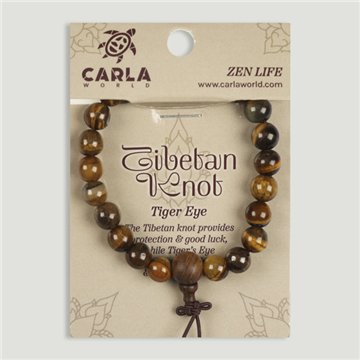 TIBETAN KNOT. Pulsera mineral y madera. Ojo Tigre. Bolas 8 mm