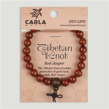 TIBETAN KNOT. Pulsera mineral y madera. Jaspe Rojo. Bolas 8 mm