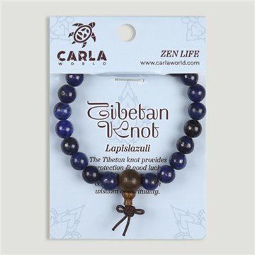 TIBETAN KNOT. Pulsera mineral y madera. Lapislázuli. Bolas 8 mm