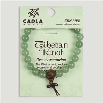 TIBETAN KNOT. Pulsera mineral y madera. Aventurina verde. Bolas 8 mm