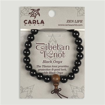 TIBETAN KNOT. Pulsera mineral y madera. Ónix. Bolas 8 mm
