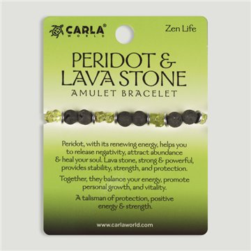 PERIDOT & LAVA Stone. Pulsera cordón ajustable Peridoto y Lava. Modelo 04
