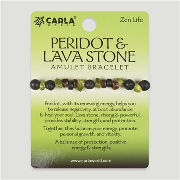 PERIDOT & LAVA Stone. Pulseira de Cordão Ajustável com Peridoto e Lava. Modelo 09