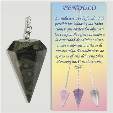 Calibrated faceted pendulum. Kambaba Jasper. 18x35 mm