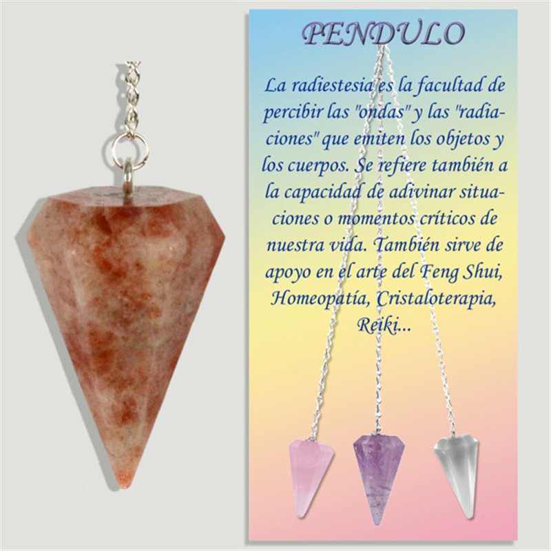 Calibrated faceted pendulum. Sunstone. 18x35 mm Calibrated faceted pendulum. Sunstone. 18x35 mm