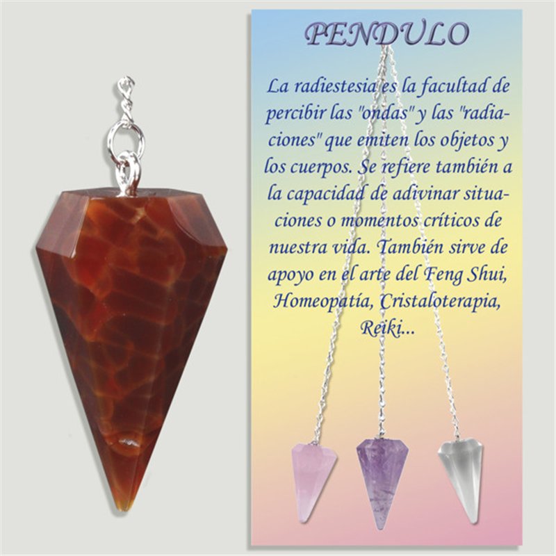 Calibrated faceted pendulum. Fire Agate. 18x35 mm Calibrated faceted pendulum. Fire Agate. 18x35 mm