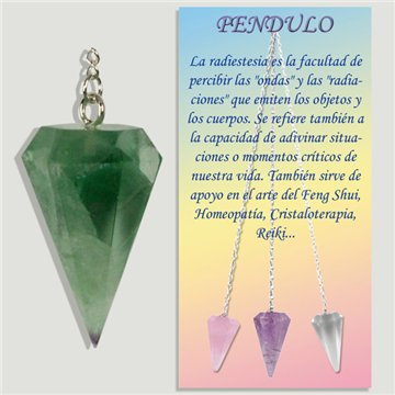 Calibrated faceted pendulum. Fluorite. 18x35 mm