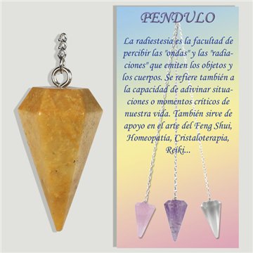 Calibrated faceted pendulum. Yellow Jasper. 18x35 mm